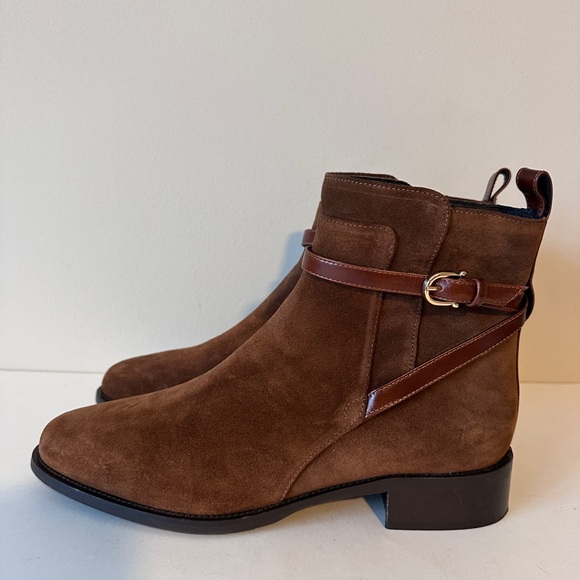 Aquatalia Shoes - Aquatalia Nettie Brown Suede Waterproof Women's Boots with Buckle Strap, Sz 9.5